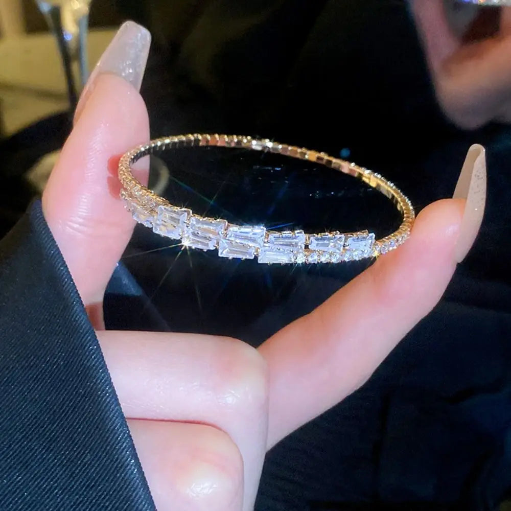 Women Gift Couple Bangles Decoration Jewelry Accessories Cuff Bangles Full Rhinestone Bracelet Simple Pulseras Women Bracelets