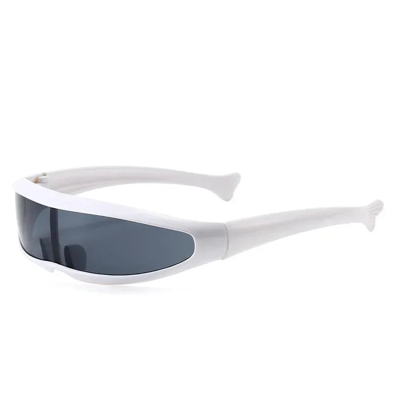 Conjoined Lens Sunglasses Men Women Fishtail Design X Laser Dolphins Mirror Glasses Windproof Goggles Space Robots Eyewear UV400