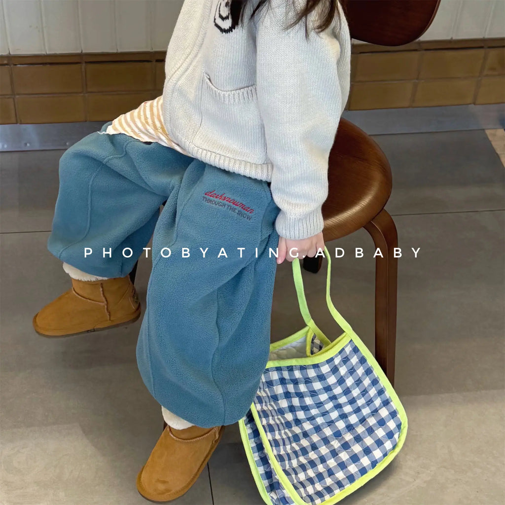 Children's Pants 2025 Autumn Winter Toddler Boys Warm Sweatpants Baby Girls Fleece Casual Trousers Kids Clothes