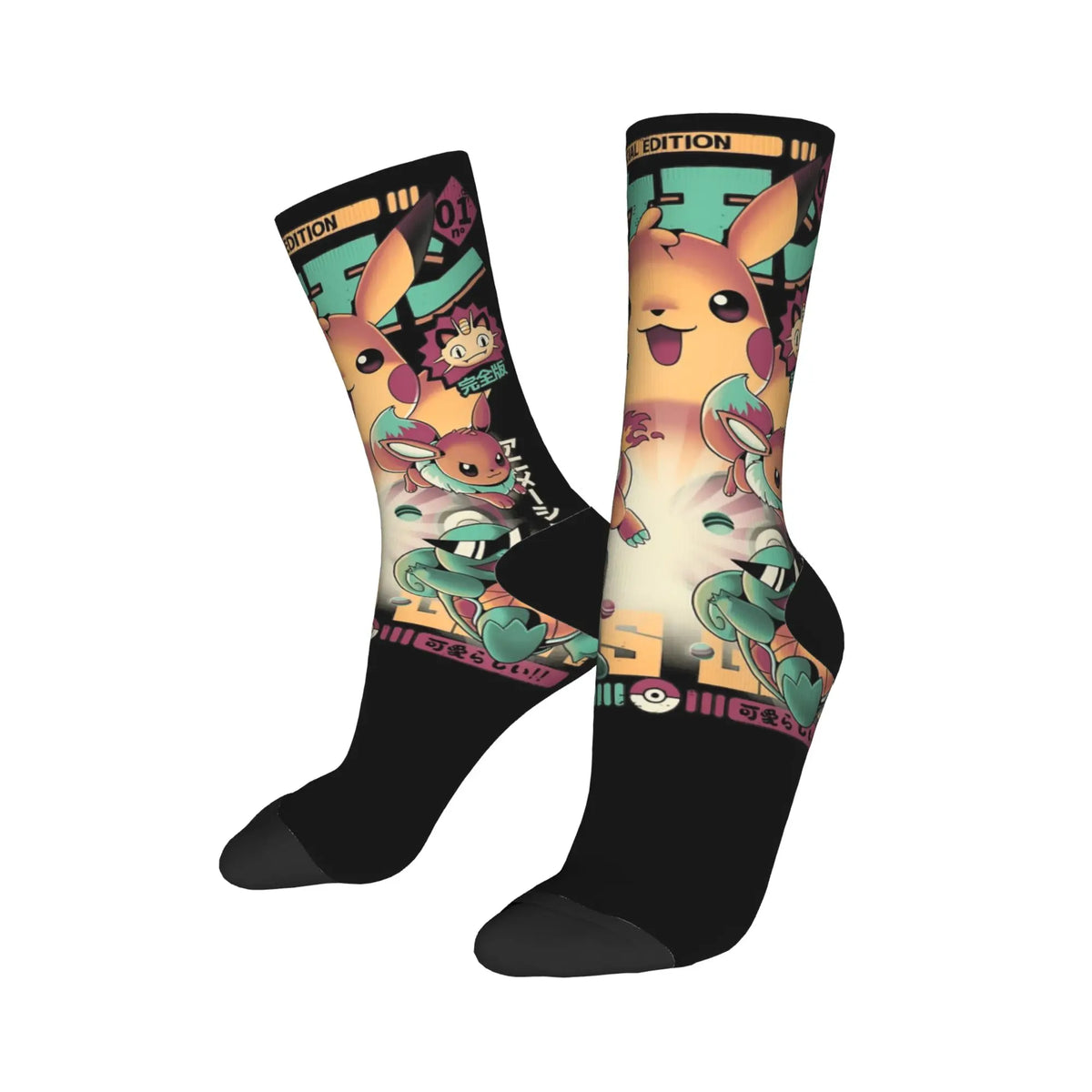 Happy Funny Male Men Socks Harajuku P-Pokemons Bulbasaur Sock Skateboard Women's Stockings Spring Summer Autumn Winter