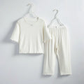 Kids Girls Ice Silk Loungewear Set Sweet Ruffle Sleepwear Soft Breathable Summer Casual Home Pajamas 2 Piece Outfit