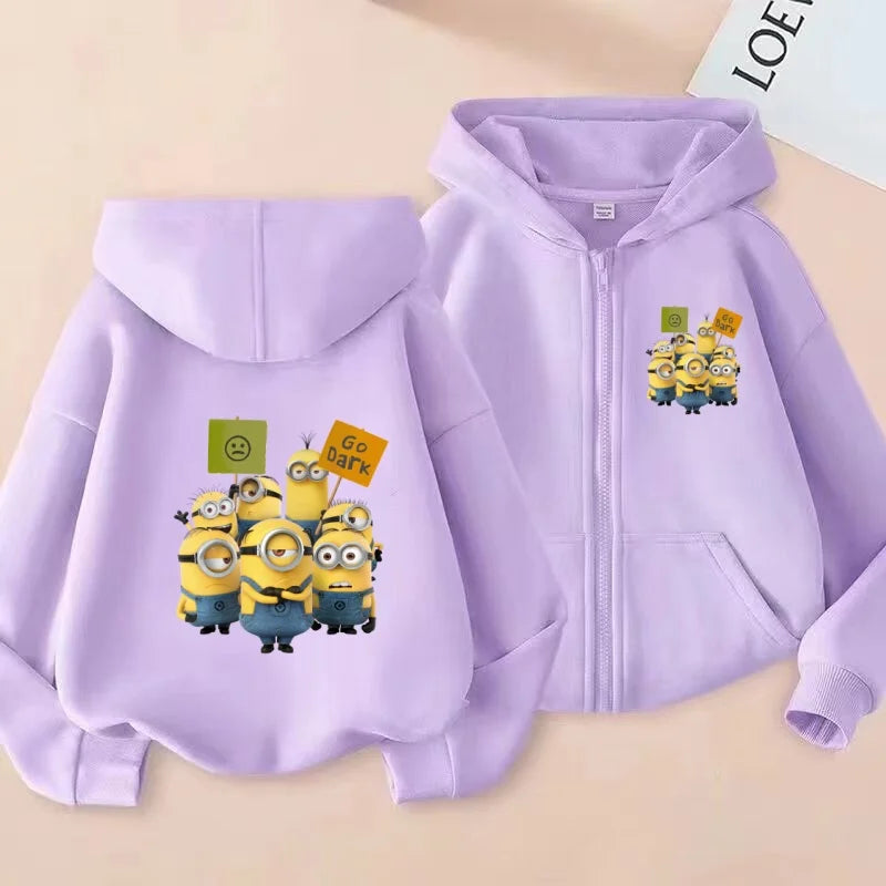 Kids Cardigan Fall Winter Sweatshirt Zipper Style Girl Boy 3-12Yrs Hoodie Popular Anime Print Sports Casual Coat Fashion Clothes