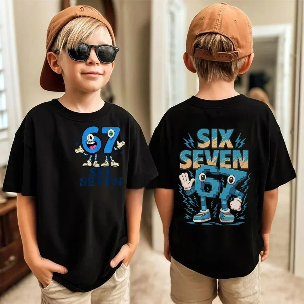 Summer Children's T-shirt Cotton Casual Fashion Kids Clothing 67 Six Seven Cute Print Trendy Boys Girls Short Sleeve Tees Tops