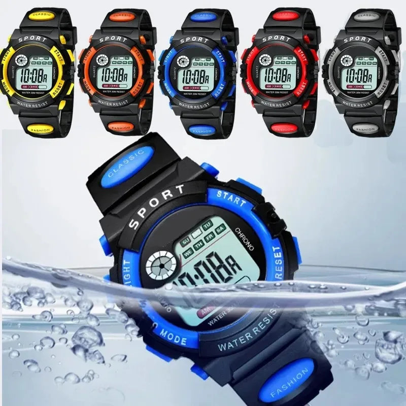 Kids Digital Watch Waterproof LED Luminous Sport Silicone Strap Children Boy Girl Multi-Function Alarm Stopwatch Calendar Clock
