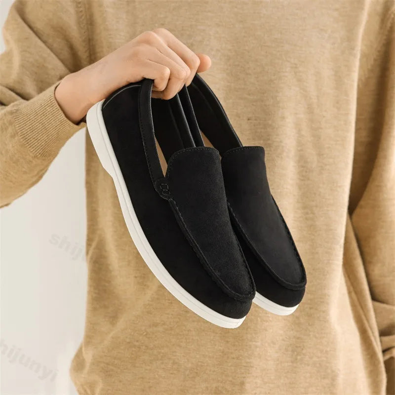 Men Flat Loafers 2026 Frosted Suede Flat Shoes Comfortable Non Slip Fashion Loafers Lightweight Trendy Outdoor Casual Shoes New
