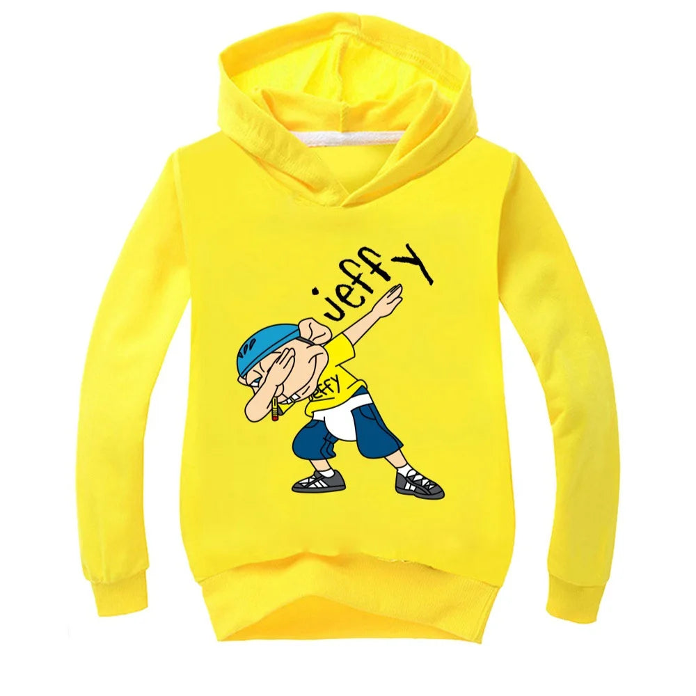 2026 Autumn Anime Jeffy Puppet Hoodies Teenager Boys Hoodie Kids Sweatshirts Girls Leisure Outwear Children Pullovers Streetwear