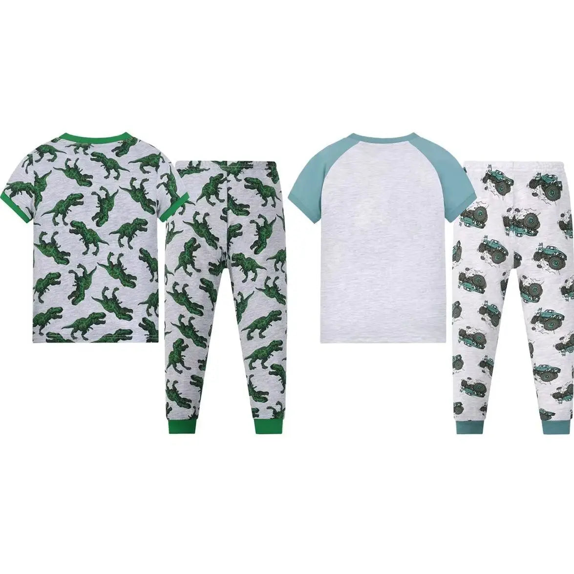 Kids Pajamas Set for Boys Multiple Styles Dinosaur T-Rex & Monster Truck Print Cotton Loungewear