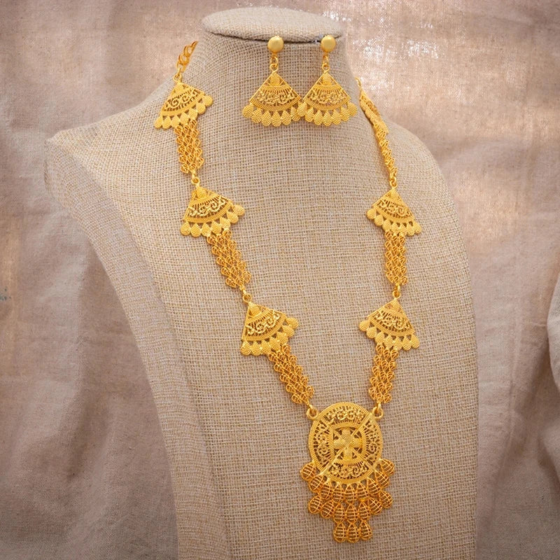 Women Jewelry Set Gold Plated High Quality Party African Bridal Flower Jewelry Set