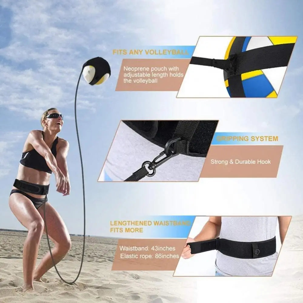 1 Set Sports Practice Tool Volleyball Spike Trainer Soccer Serving Football Kick Belt Adjustable Elastic Training Aid