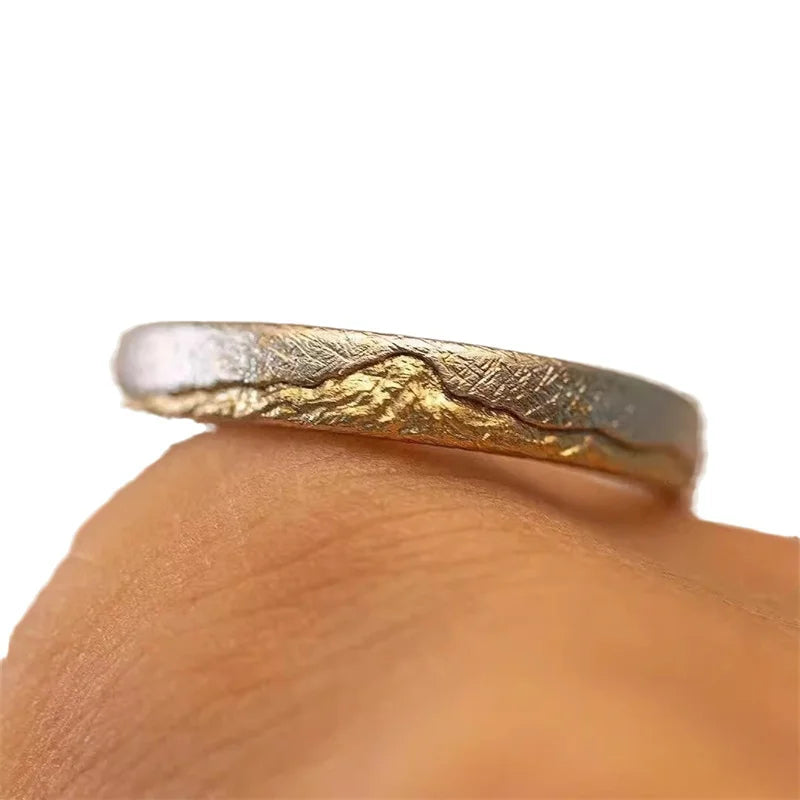 Men Ring 925 Sterling Silver Jewelry Adjustable Trendy Gold Mountain Design Ring Male Index Finger Accessories