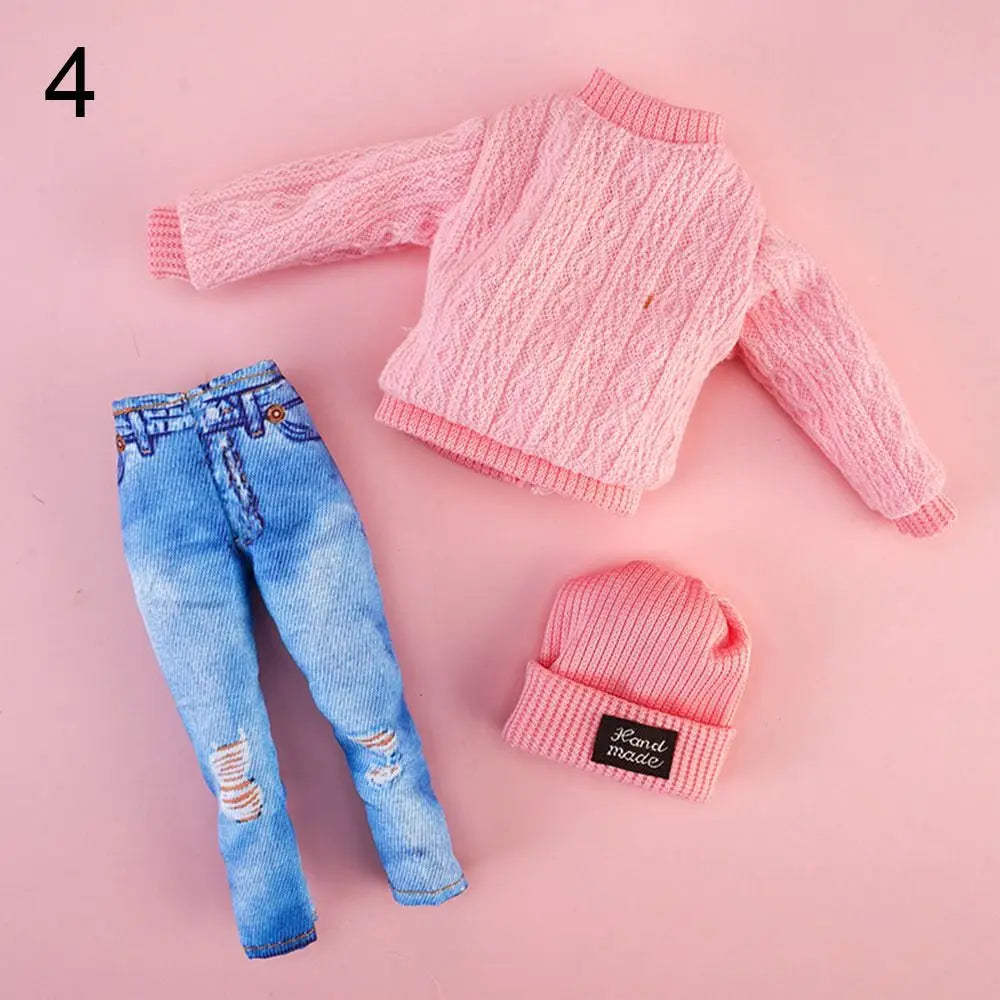 1 Set Fashion Kids Gift Toy Doll Accessories Winter Wear Sweaters Casual Wear Hats Dolls Pants Girl Clothes