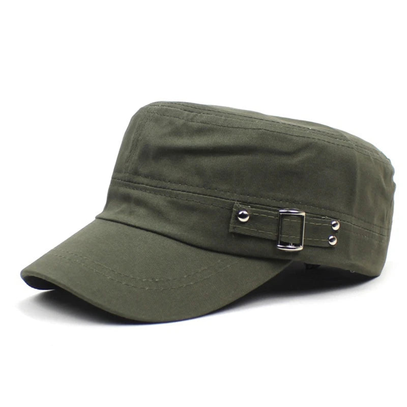 Hat Men Version Tide Solid Color Flat Baseball Caps Cotton Blend Cap Men Side Button Duck Tongue Hat Sunscreen Sports Hat