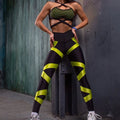 Women's Clothes Sports Yoga Set for Women Workout Gym Suits Split-Joint Mesh Lace-Up Bra&High Waist Leggings Cool Girl 91939