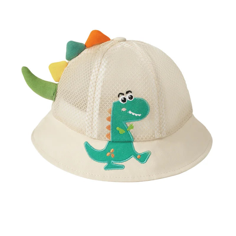 Kids Mesh Hat Boys Sun Protection Cap 3D Dinosaur Girls Breathable Bucket Hat for 1-4Y Children Summer Outdoor Play