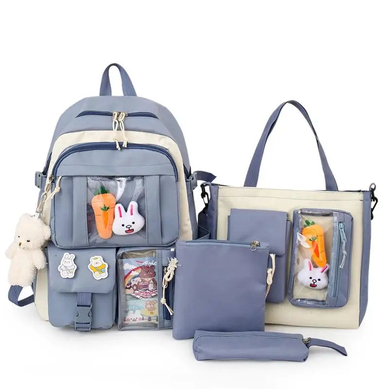 4 Pcs Sets Children's School Backpack Kawaii Women's Backpack Bookbag School Bags for Teens Girls mochilas para niñas 가방 рюкзак