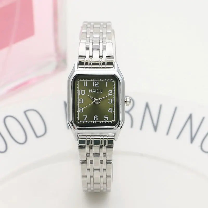 Women Quartz Watch Luxury Fashion Square Sliver Case Band Roman Numerals Dial Female Watches Niche New Ladies Dress Wristwatch