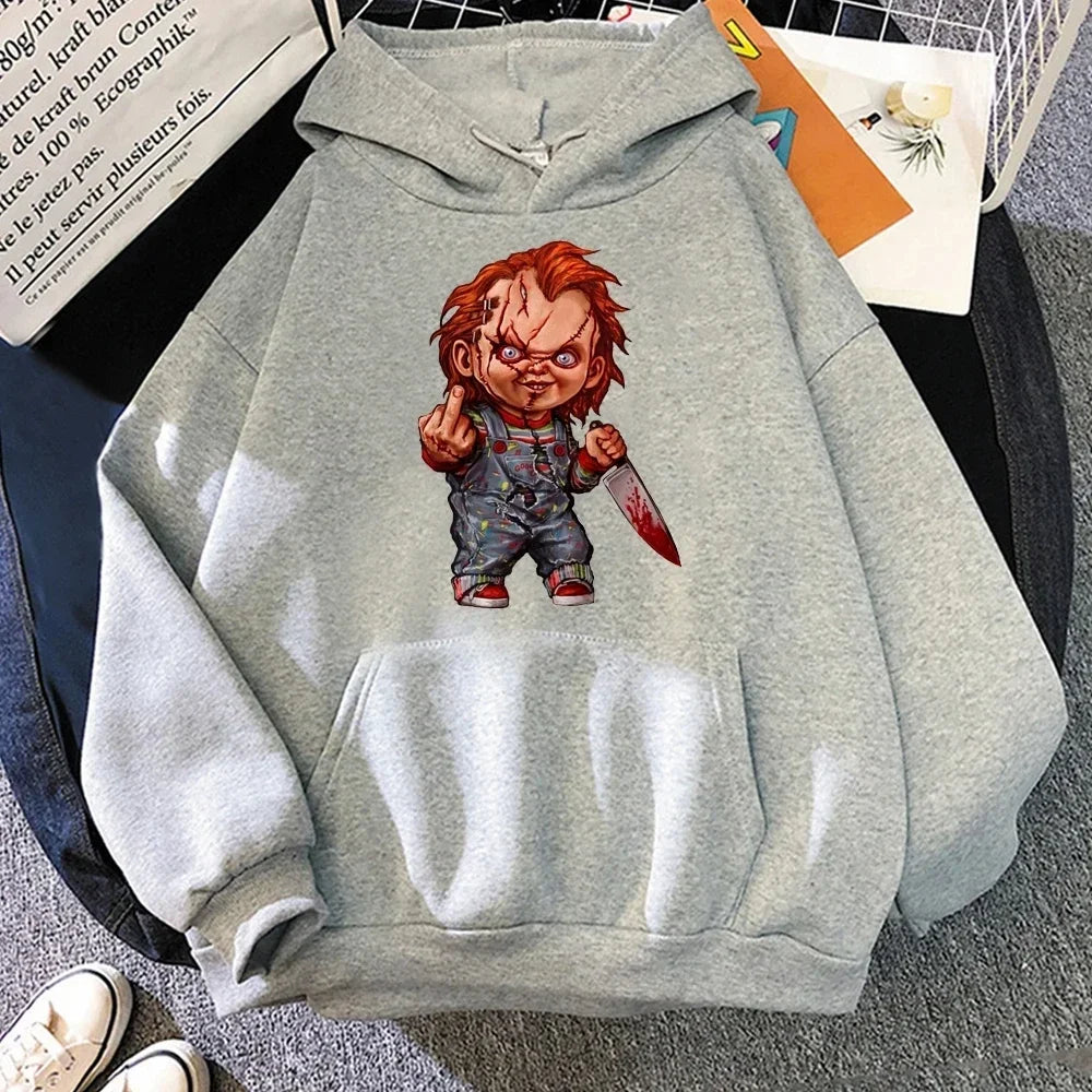 Men Fashion Hoodie Japanese Y2k Fleece Sweatshirt Pullovers Halloween Sweatshirts Men's Clothing Pullovers Horror Chucky Hoodies