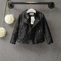 2025 Girls Boys Black Pu Zipper Jackets Kids Baby Leather Jacket  Cool Coat Children Clothes Overcoats Spring Autumn 2-14T