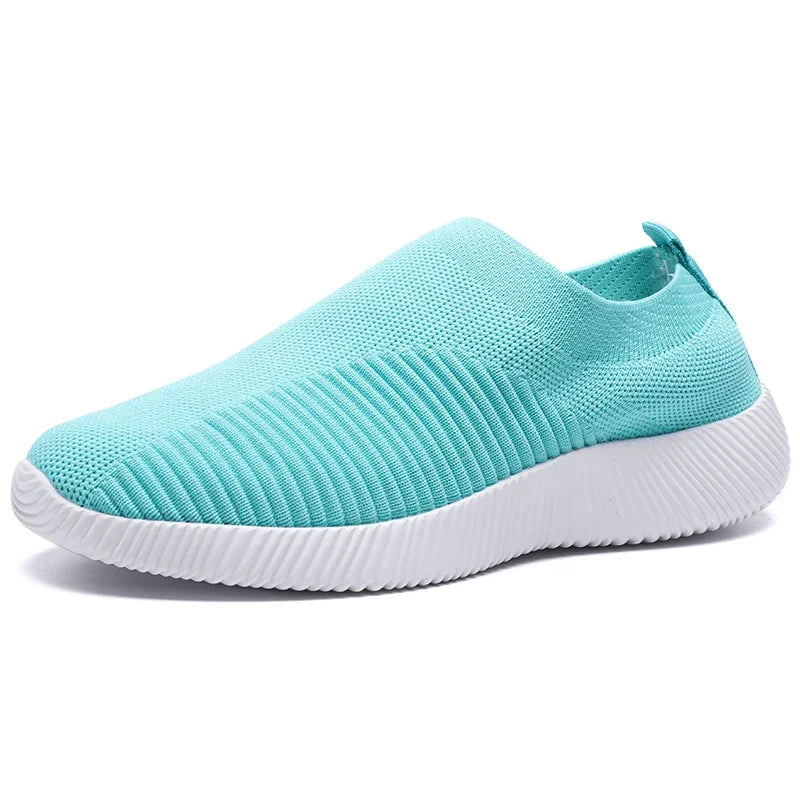 Knitted Sneakers for Women 2024 Autumn Slip on Breathable Mesh Casual Shoes Woman Flat Heels Plus Size Loafers Zapatos Mujer