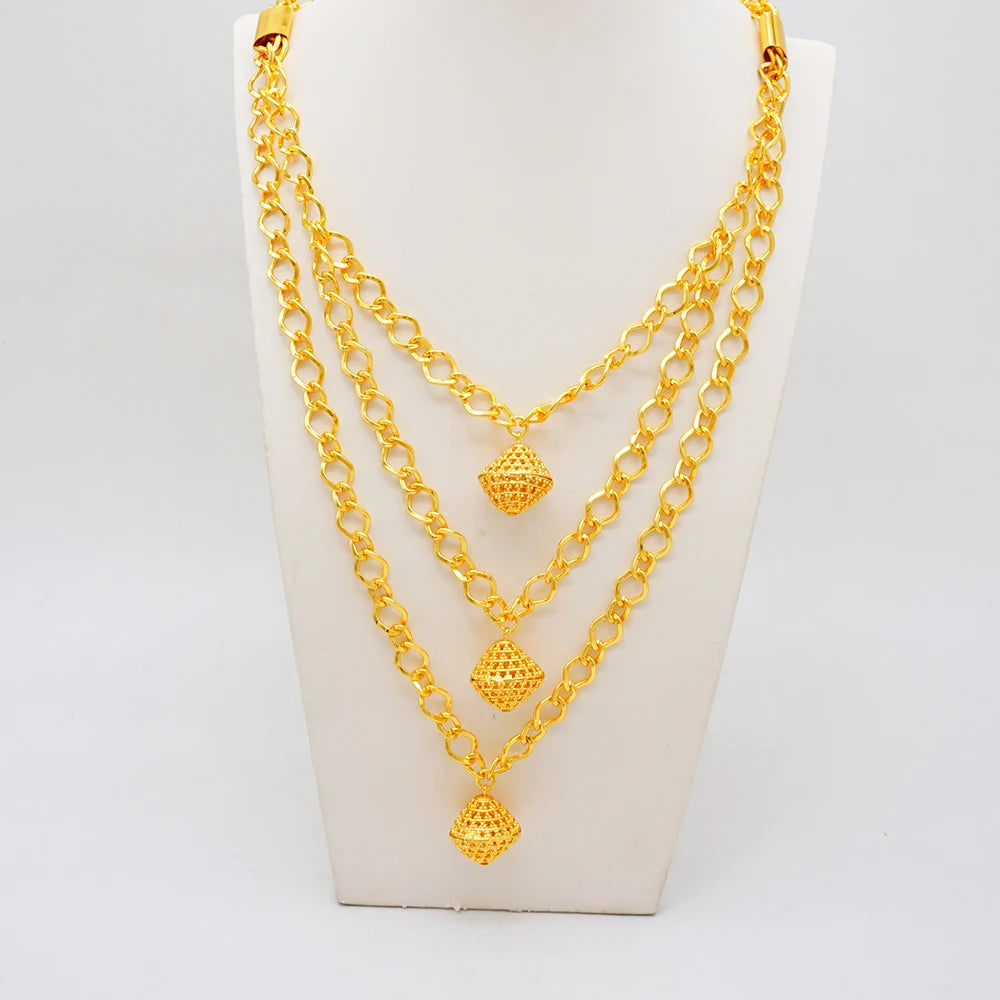 Dubai Luxury Gold Color Jewelry Set for Women Pendant Earrings Sexy Jewelry Wearing Necklaces Earrings Weddings Gifts