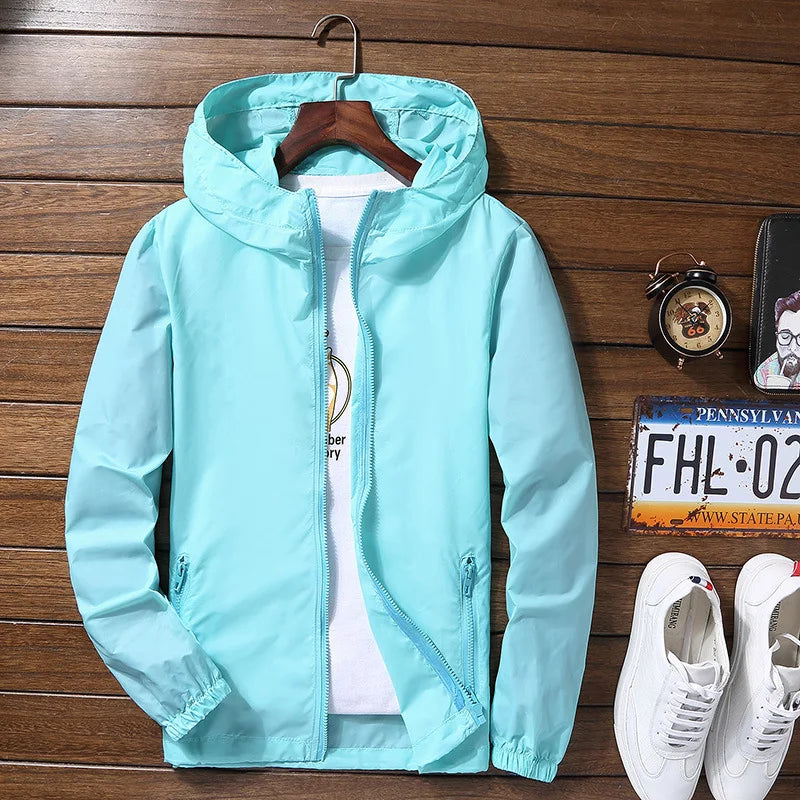 Plus Size 6XL 7XL New Spring Summer Bomber Jacket Men Women Casual Solid Windbreaker Zipper Thin Hooded Coat Outwear Male Jacket