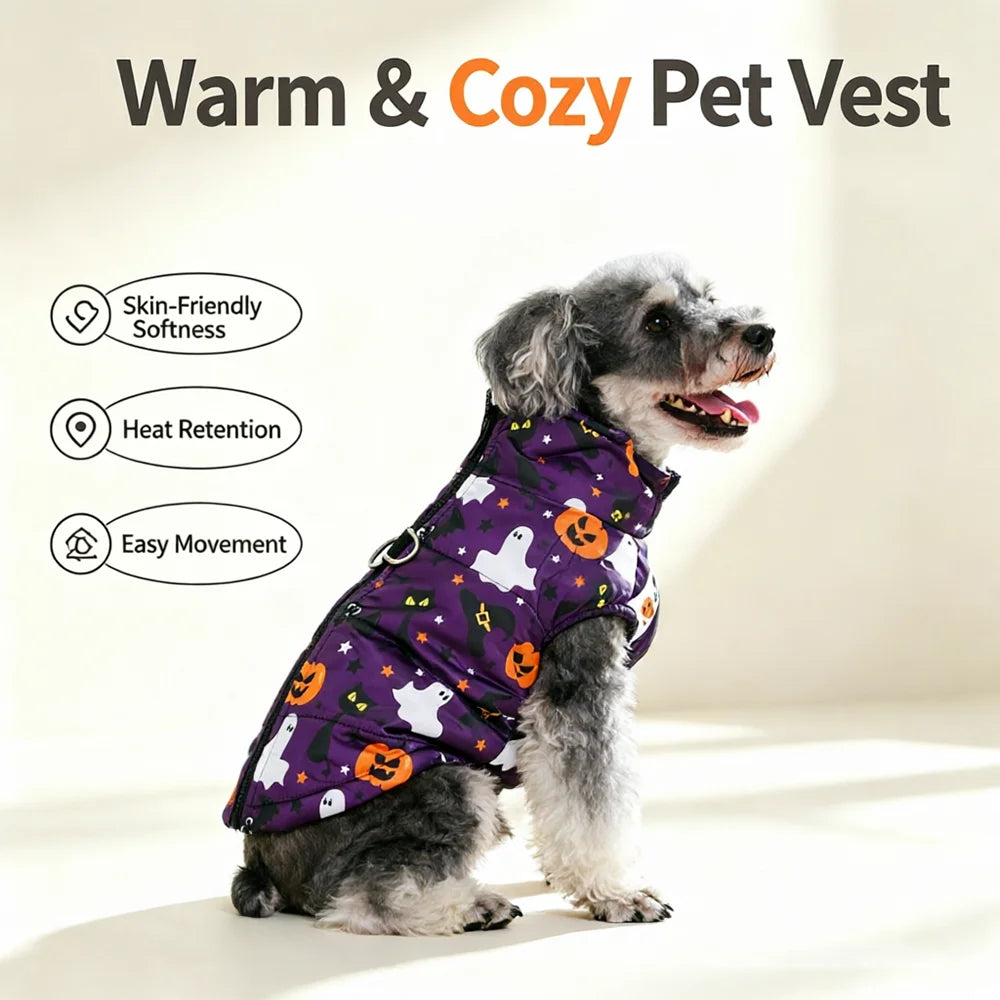 Pet Dog Clothes Autumn Winter Cozy Warm Coat for Small Medium Dogs Halloween Pumpkin Print Clothing Bulldog French Pug Jacket