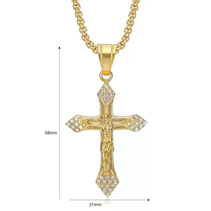 Cross Necklace For Men Jewelry Vintage Hip Hop Jesus Pendant Jewelry Religion Cross Pendants Choker Jewelry Prayer Gift