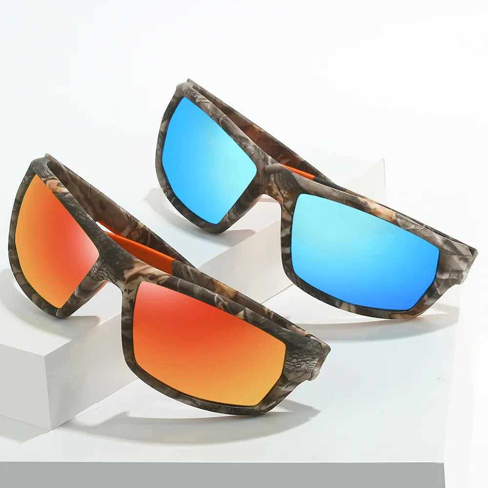New Sunglasses for Men Sport Polarized Square Frame Camouflage Sun Glasses Driving Fishing Cycling Skiing Sun Eyewear UV400