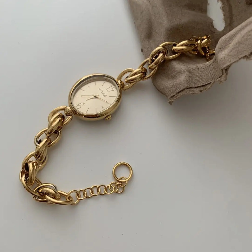 New weaved bracelet watch ladies' small gold watch stunning  popular vintage women's chain watch fashion personalized