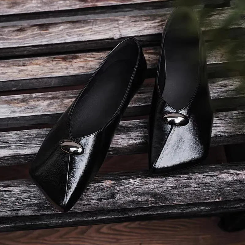 Spring Style Loafers for Women - One-piece Square-toe Thick-soled Low-cut Single Shoe