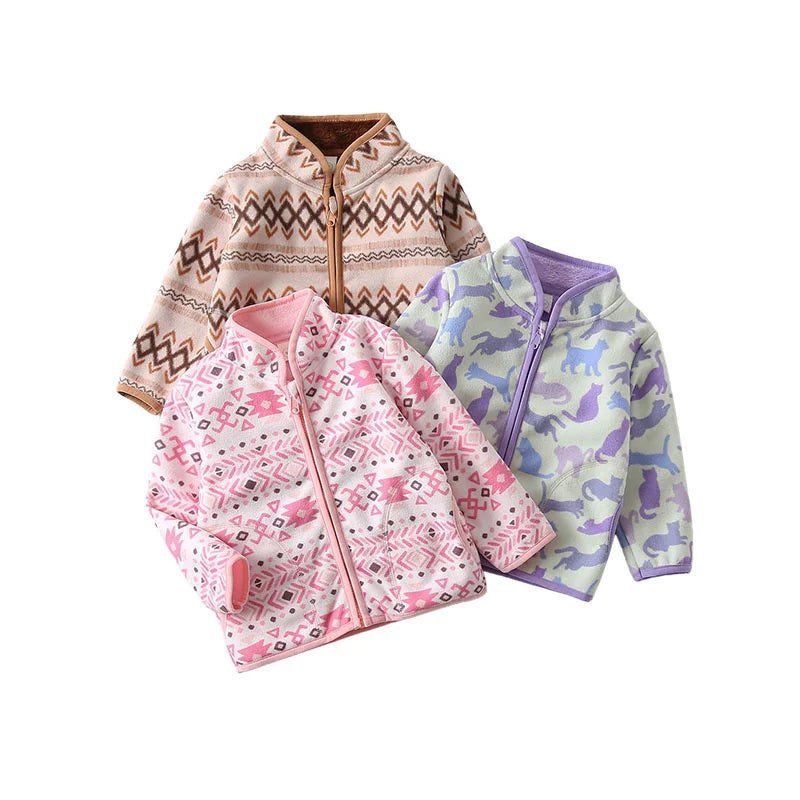 Boys Girls Autumn Winter Hooded Jacket Toddler Long Sleeve Zipper Outwear with Print Costume Baby Clothing New Arrivals