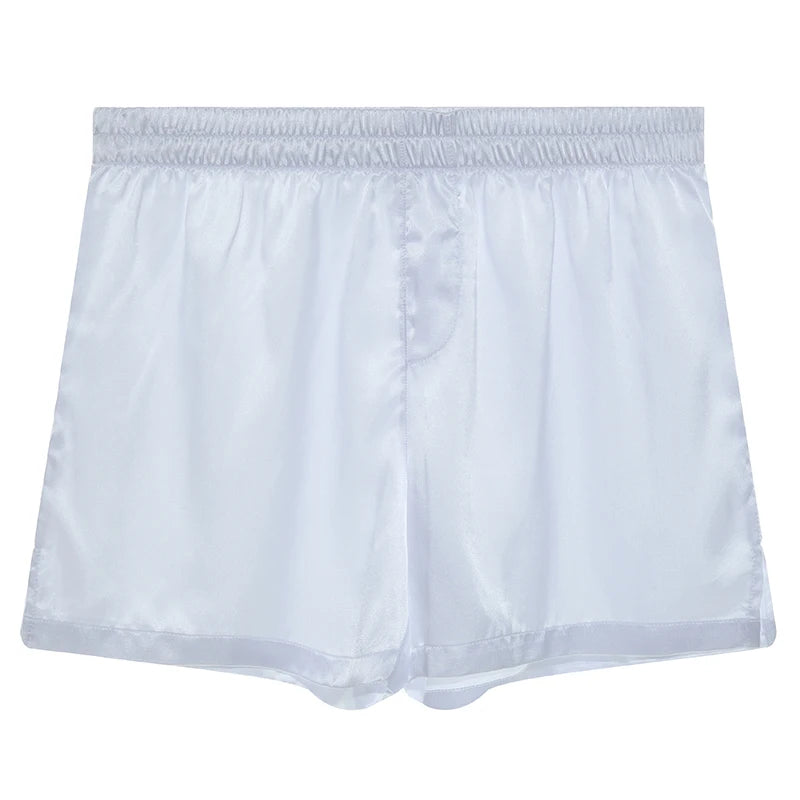 Men's Pajamas Shorts Soft Silky Underwear Men Boxers Shorts Sleep Bottoms Homewear Sleepwear Loose Lounge Shorts