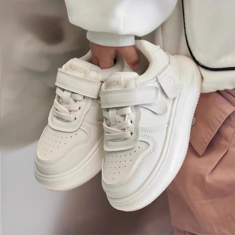 Kids Sports Shoes Spring Autumn Simple Black White Boys Girls Casual Sneakers Thick Sole School Causal Children Basketball Shoes