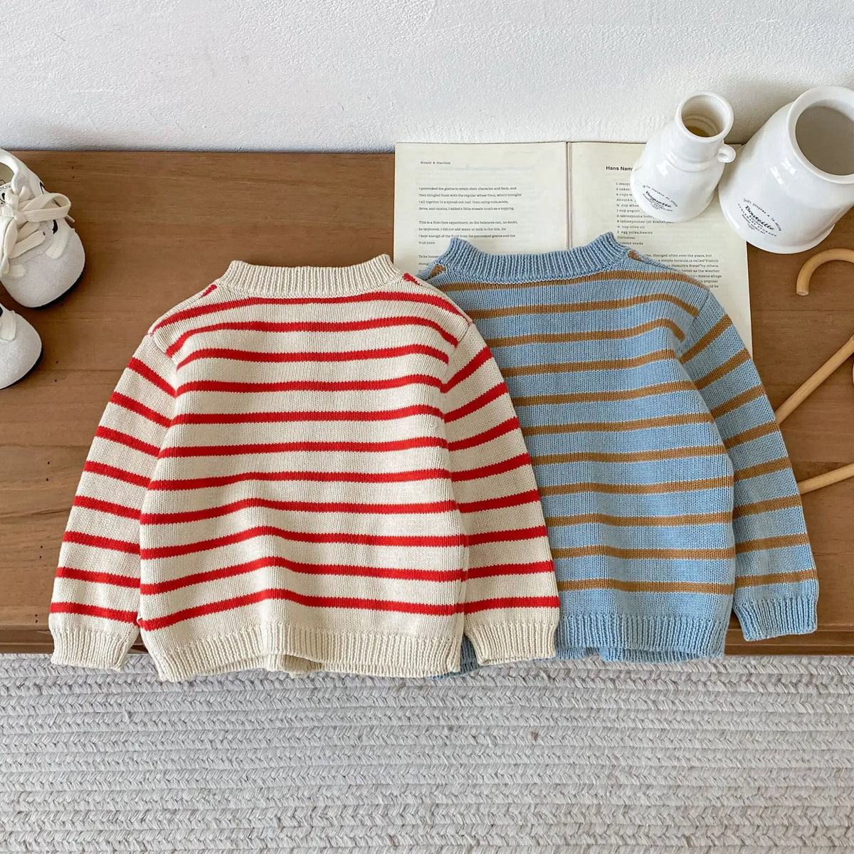 Kids Knitted Cardigan 2025 Autumn Korean Cute Girls' Striped Sweaters Coat Baby Boys Casual Knitwear Sweater Cardigans