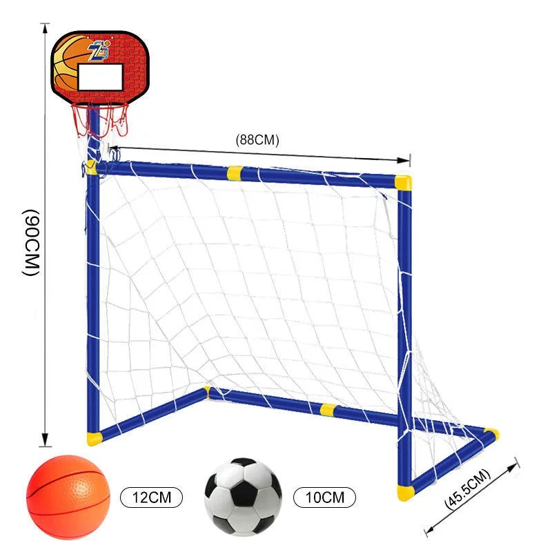 Kids 2 In 1 Basketball Hoop And Soccer Goal Set Portable Detachable Indoor Outdoor Sports Toy Birthday Gift For Boys Girls