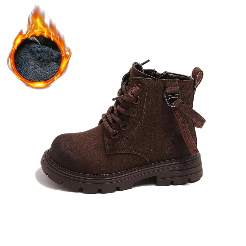 Kids Riding Boots for Boys Girls 2025 New Autumn Winter Kids Thermal Boots Breathable Lining Retro Outdoor Moutain Hiking Boots