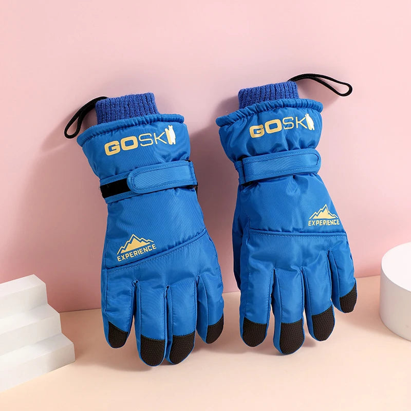 Winter Ski Gloves for Children Warm Thicken Gloves for Boys Girls Outdoor Sports Kids Skiing Riding Mittens Anti Slip