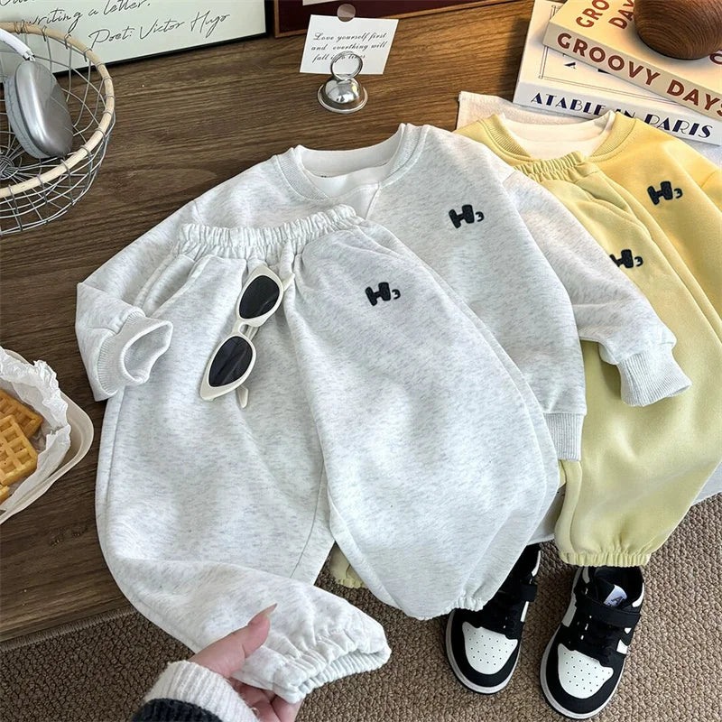 Children Hoodie Suit Boys Sports Outfit Girl Long-Sleeved Top Sweatpants 2Pcs Autumn Kids Fashion Loose Sets 2025 Casual Clothes