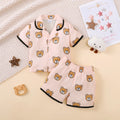 Children's Girls' Cartoon Pajamas Teddy Bear Strawberry print Short sleeved+Shorts 2Pcs/Set 0-3 Years old Cute Baby Girl Pajamas