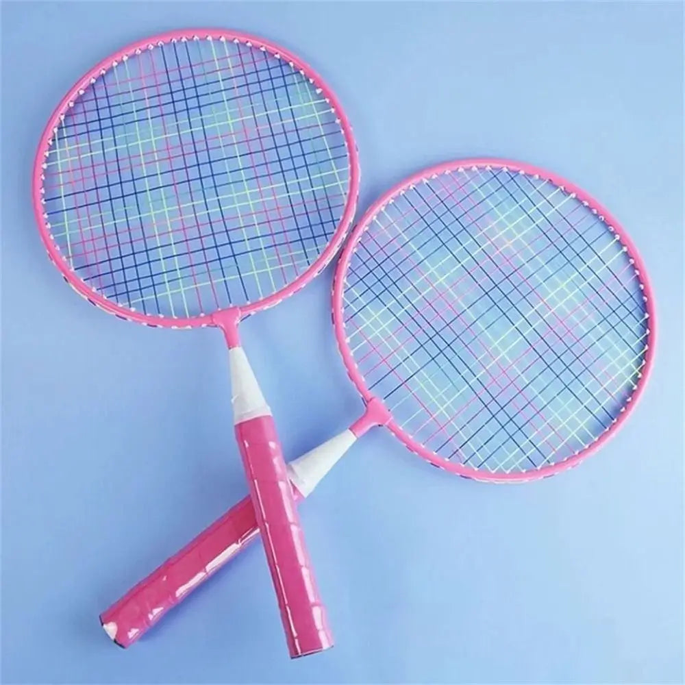 Children Lightweight Badminton Rackets Family Game Toy Iron Alloy Double Racquet Set with Carrying Bag Sports Equipment