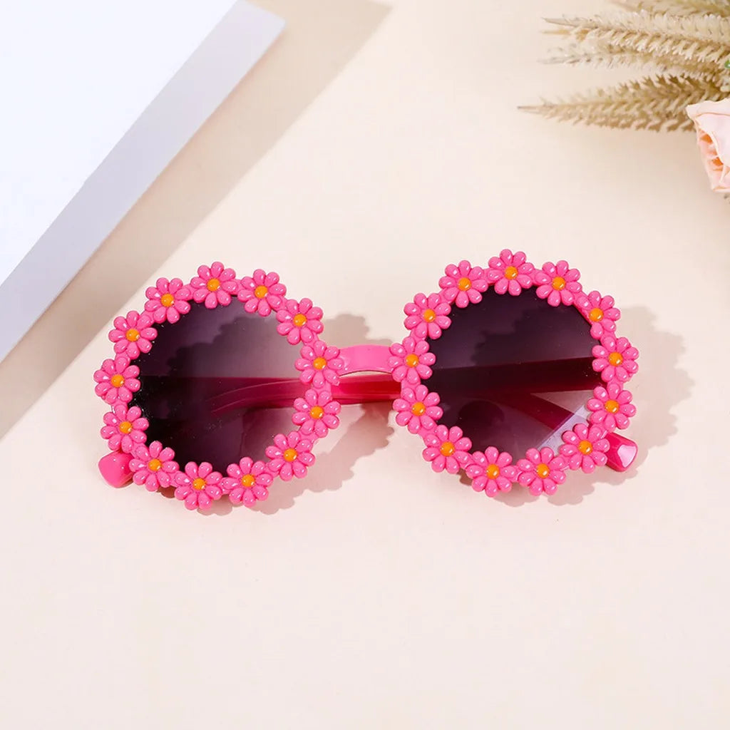 Kids Flower Sunglasses Comfortable Girls Sun Glasses Cute Daisy Sunglasses Playful Rose Red Kids Sunglasses For Photo Styling