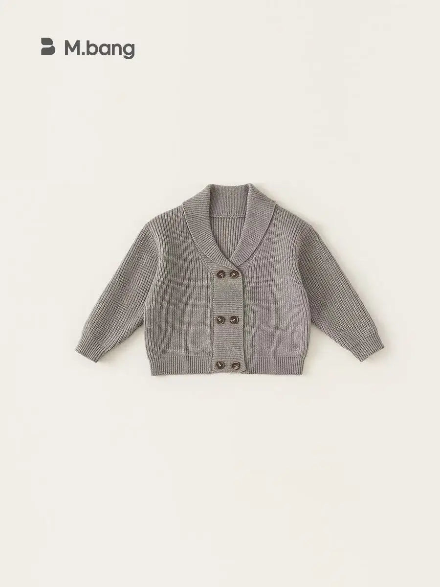 Knitted Cardigan Jacket for Children Autumn and Winter Korean Fashionable and Loose Double Breasted New Top for Boys and Girls
