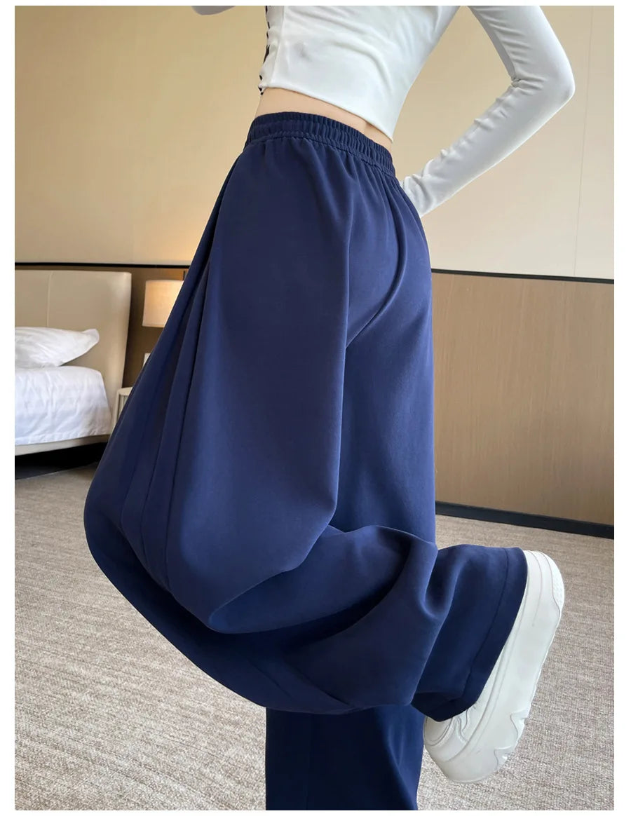 Women's Sports Sweatpants New Style for Autumn and Winter  High-waisted, Loose  Lazy Wide-leg Pants Slimming Casual Trousers