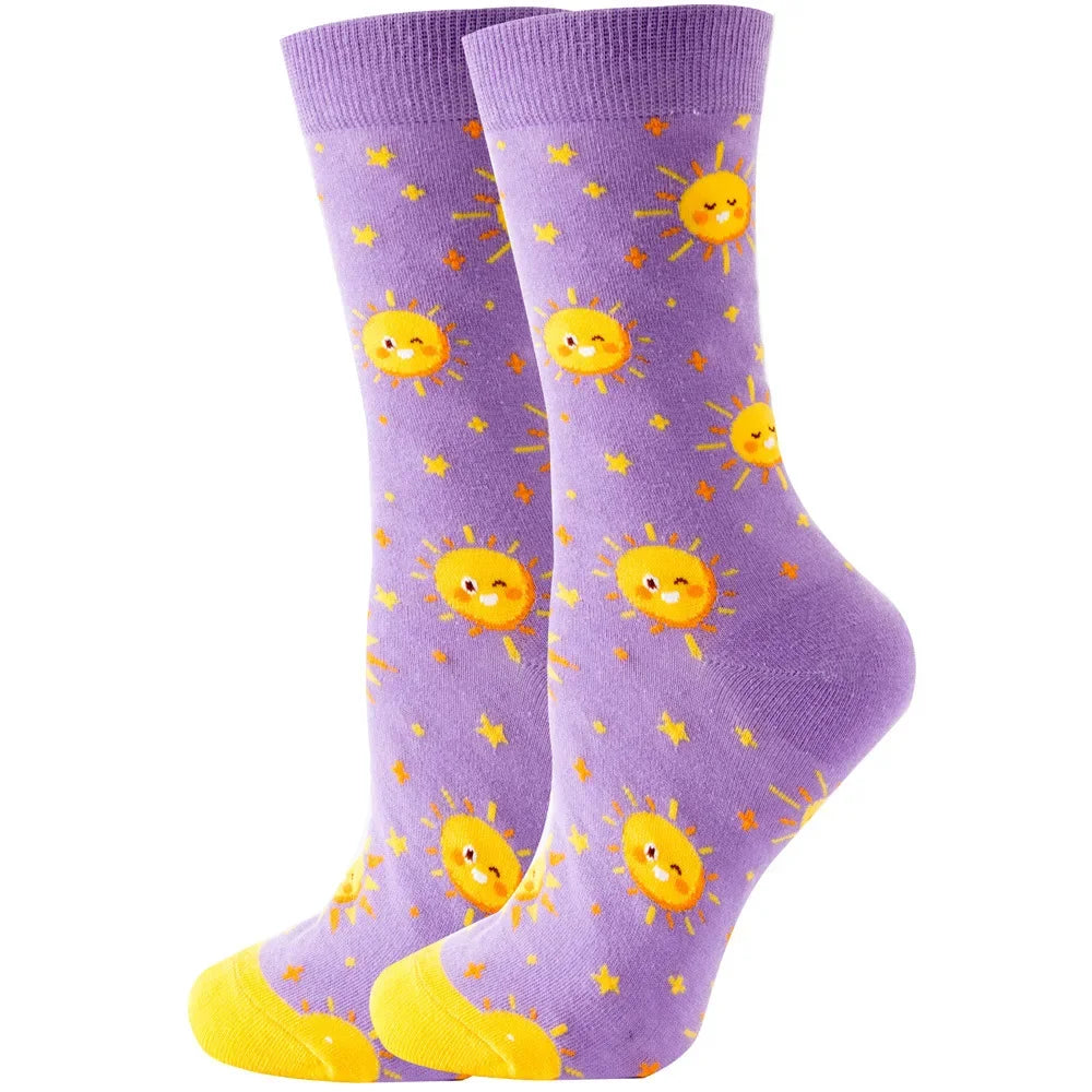 Cute Women Socks Cartoon Animal Food Fruit Socks Kawaii Funny Trendy Socks Happy Harajuku Casual Autumn Spring Stocking