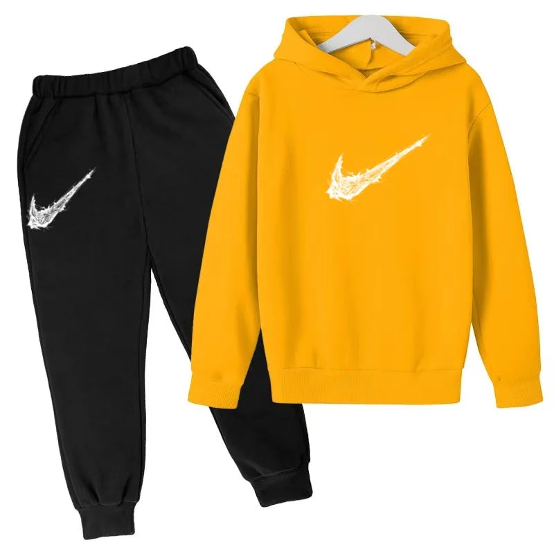 Kids Autumn Winter Hoodie Boy Girl 3-13Yrs Letter Print Clothing Casual Top+Trousers 2P Child Gift Brand Sports Coat Jogging Set