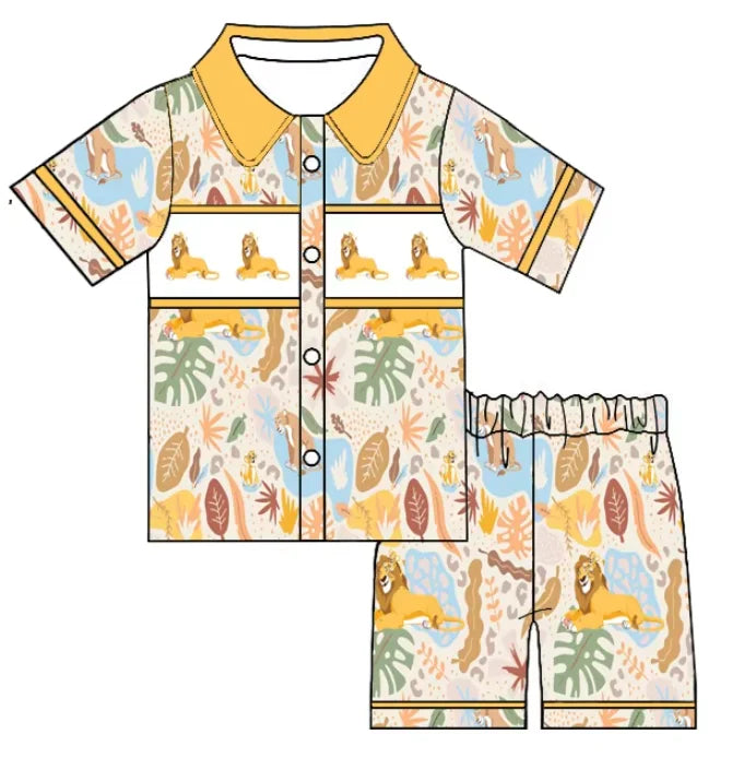 Kid Pyjamas Wholesale Boys Fire-Fighting Outfits Boys Pajamas Clothing Summer Fire-Alarm Shorts Boys Sets
