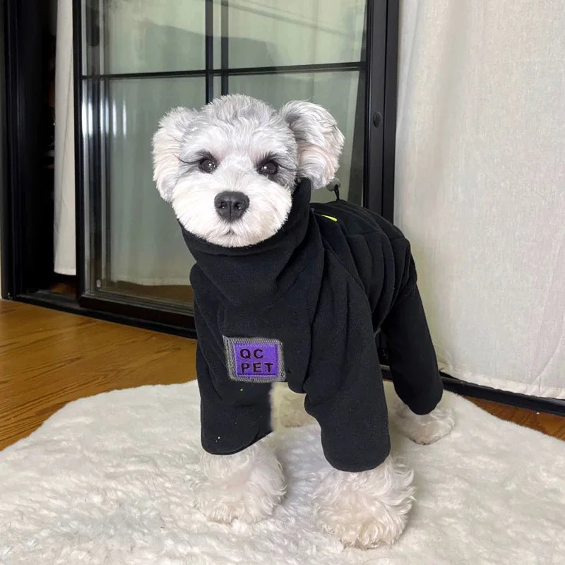 Pet Four Leg Clothes Autumn/Winter High Collar Jumpsuit Teddy Pomeranian Plush Dog Clothing Small Dog Puppy Clothes