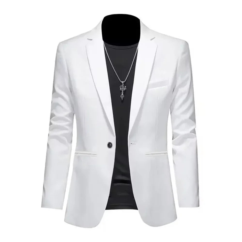 Men's Fashion Light Luxury Casual Business Suit Autumn New Slim Fit  Non-ironing Suit Jacket Solid Color Basic Suit Male Clothes