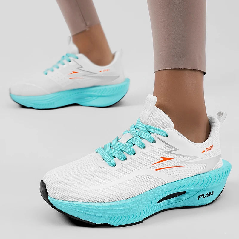 Marathon Men/ women Sports Running Shoes Women's Athletic Lightweight Comfortable Nonskid Carbon Board Air Cushion Breathable Sneakers