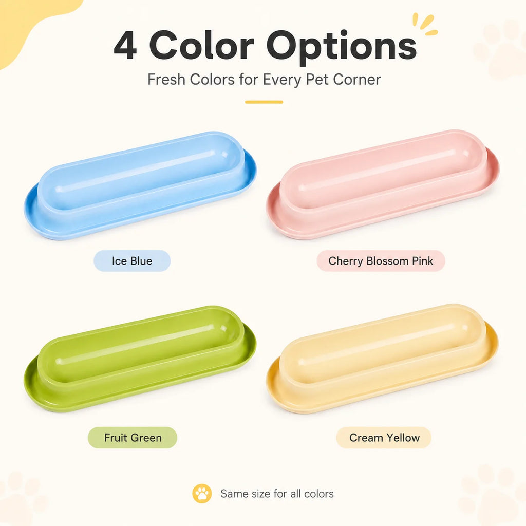 Extra Long Pet Feeding Bowl for Multiple Cats Dogs Anti Slip Anti Tip Tilted Neck Protection Food Water Feeder